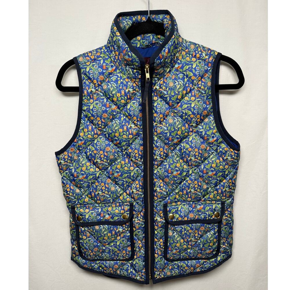 J. CREW x LIBERTY Art Fabric Catesby Bird Print Down Fill Quilted Vest XS